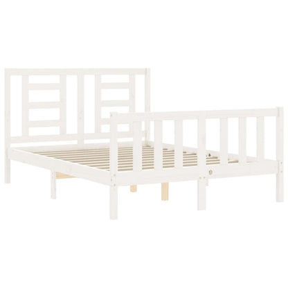 Estrutura de cama com cabeceira 140x200cm madeira maciça branco