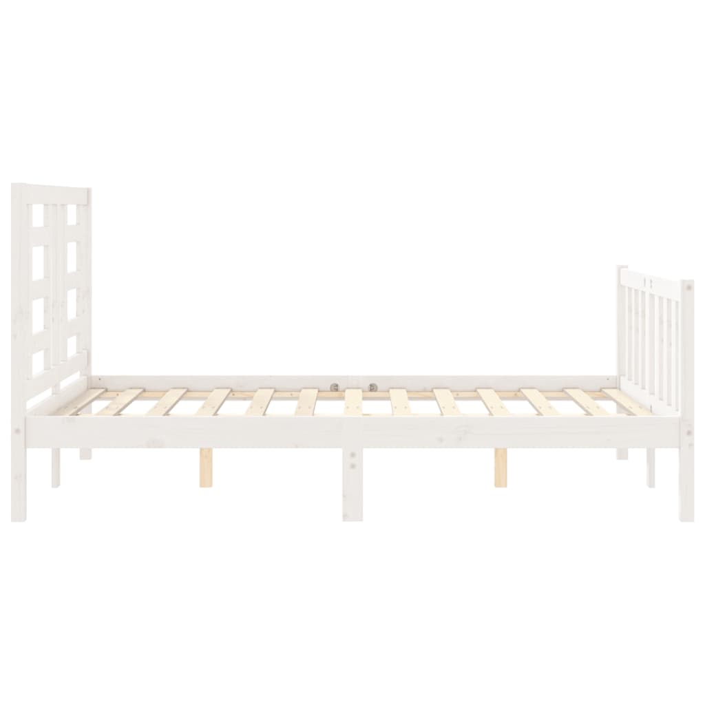 Estrutura de cama com cabeceira 140x200cm madeira maciça branco