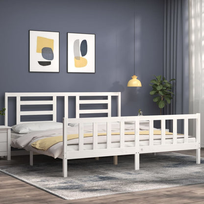 Estrutura cama Super King Size c/ cabeceira madeira branco