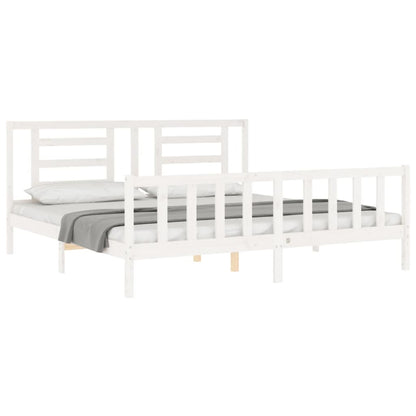 Estrutura cama Super King Size c/ cabeceira madeira branco