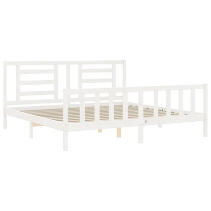 Estrutura cama Super King Size c/ cabeceira madeira branco