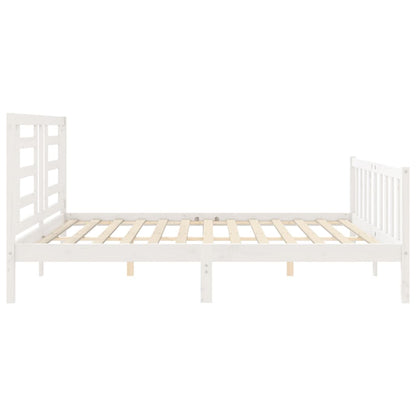 Estrutura cama Super King Size c/ cabeceira madeira branco