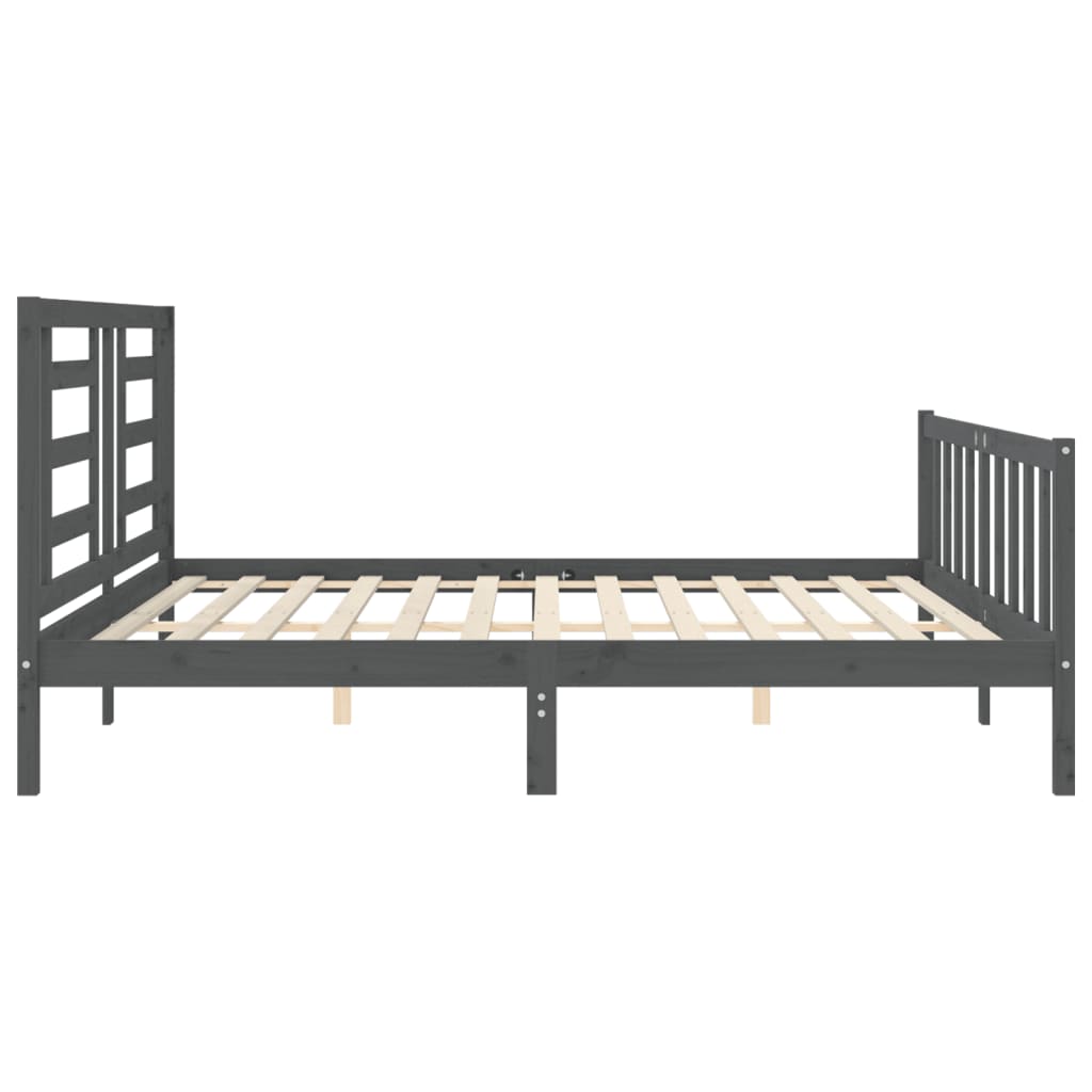 Estrutura de cama com cabeceira 200x200 cm madeira maciça cinza