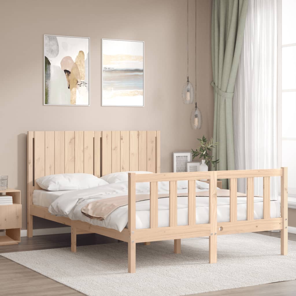 Estrutura de cama com cabeceira 140x190 cm madeira maciça