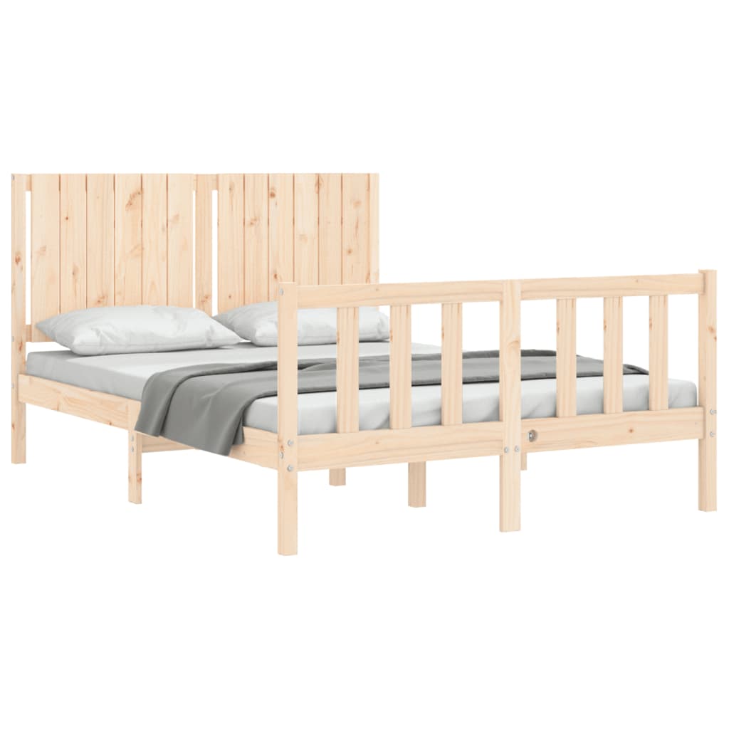 Estrutura de cama com cabeceira 140x190 cm madeira maciça