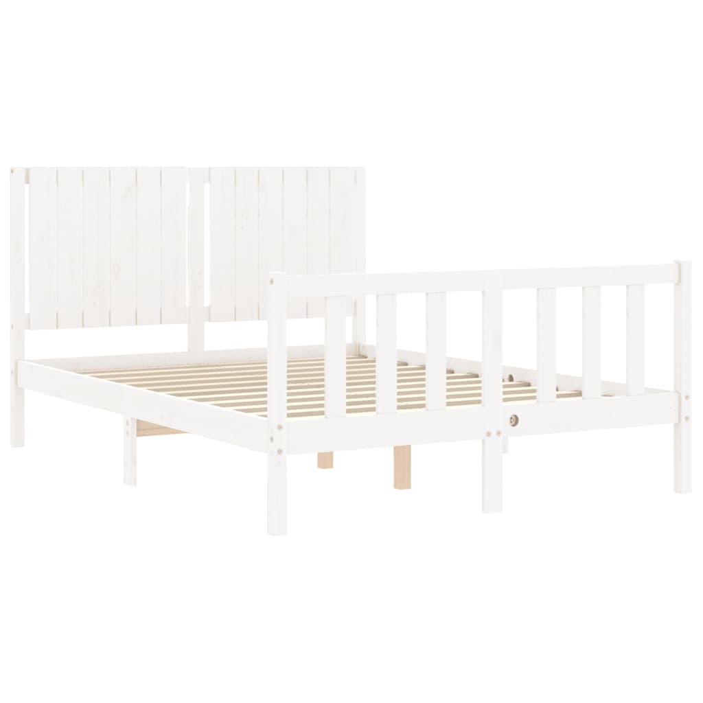 Estrutura de cama com cabeceira 140x190cm madeira maciça branco