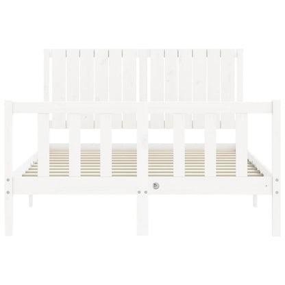 Estrutura de cama com cabeceira 140x190cm madeira maciça branco