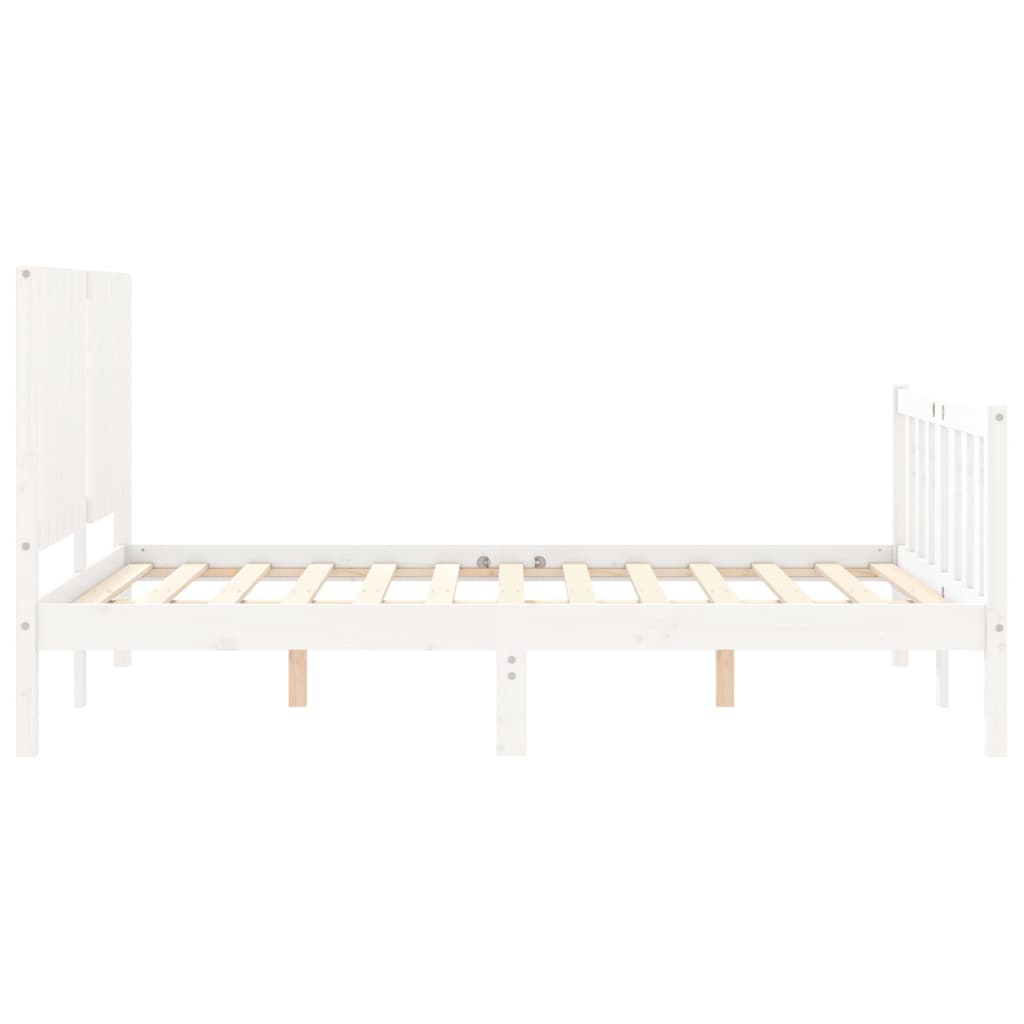 Estrutura de cama com cabeceira 140x190cm madeira maciça branco