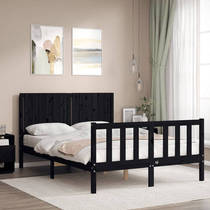 Estrutura de cama com cabeceira 140x190 cm madeira maciça preto