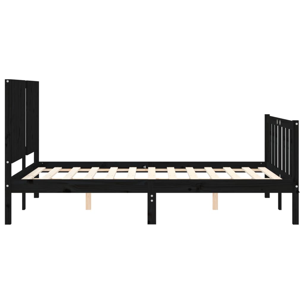 Estrutura de cama com cabeceira 140x190 cm madeira maciça preto