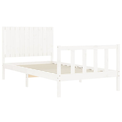 Estrutura de cama com cabeceira 100x200cm madeira maciça branco