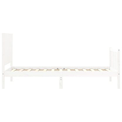 Estrutura de cama com cabeceira 100x200cm madeira maciça branco