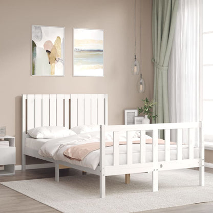 Estrutura de cama com cabeceira 120x200cm madeira maciça branco