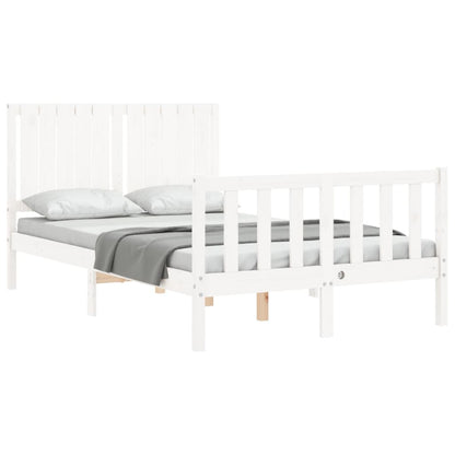 Estrutura de cama com cabeceira 120x200cm madeira maciça branco