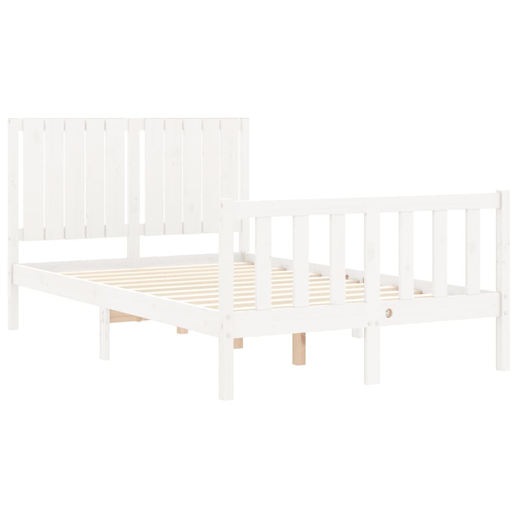 Estrutura de cama com cabeceira 120x200cm madeira maciça branco