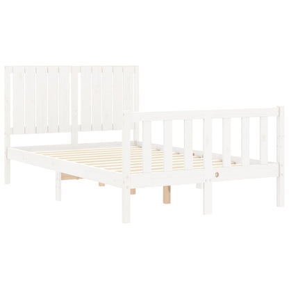 Estrutura de cama com cabeceira 120x200cm madeira maciça branco