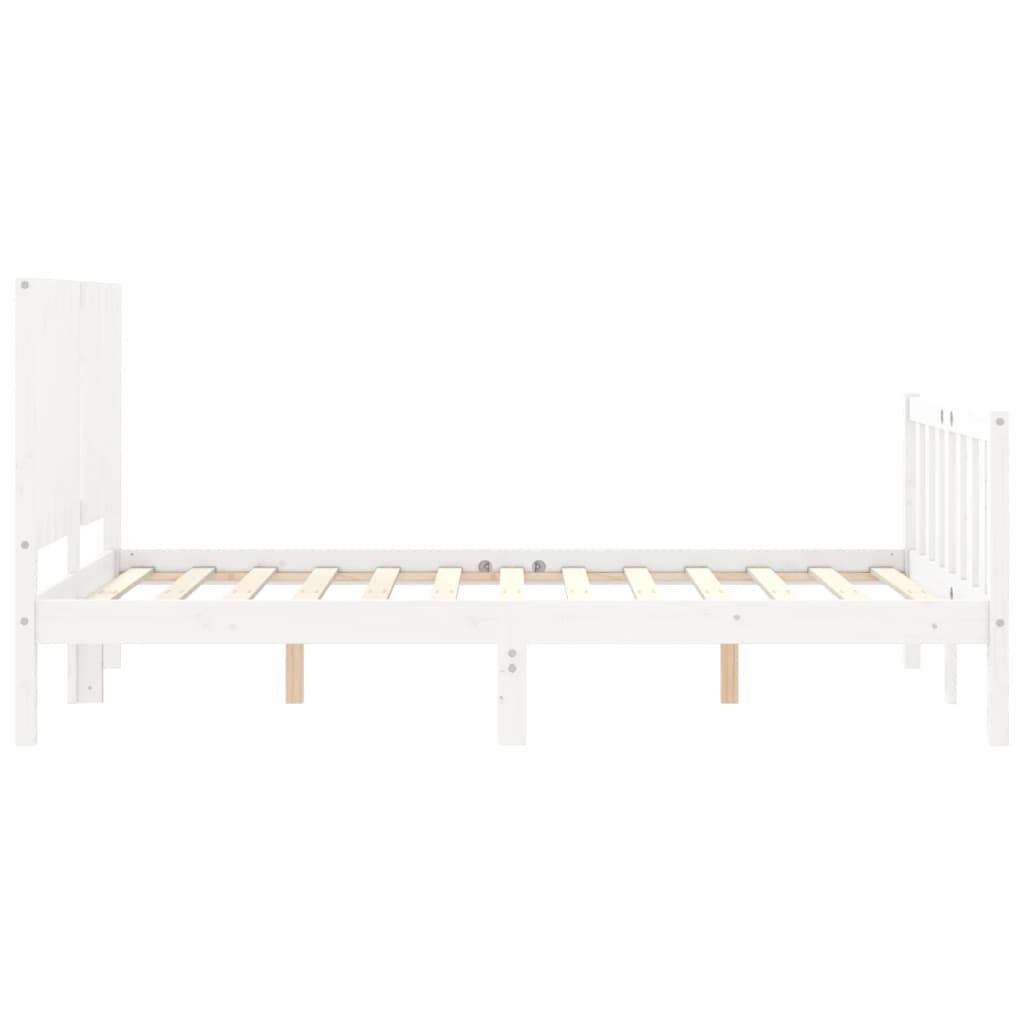 Estrutura de cama com cabeceira 120x200cm madeira maciça branco