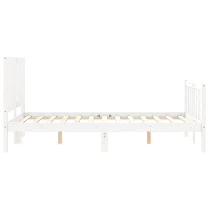 Estrutura de cama com cabeceira 120x200cm madeira maciça branco