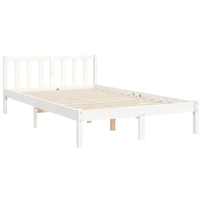 Estrutura de cama com cabeceira 120x200cm madeira maciça branco