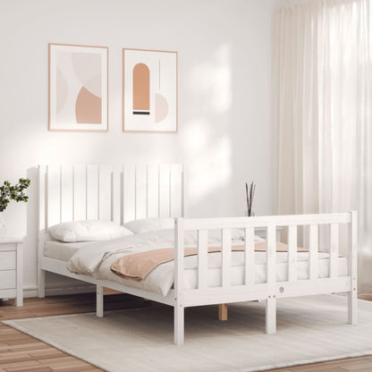 Estrutura de cama com cabeceira 120x200cm madeira maciça branco