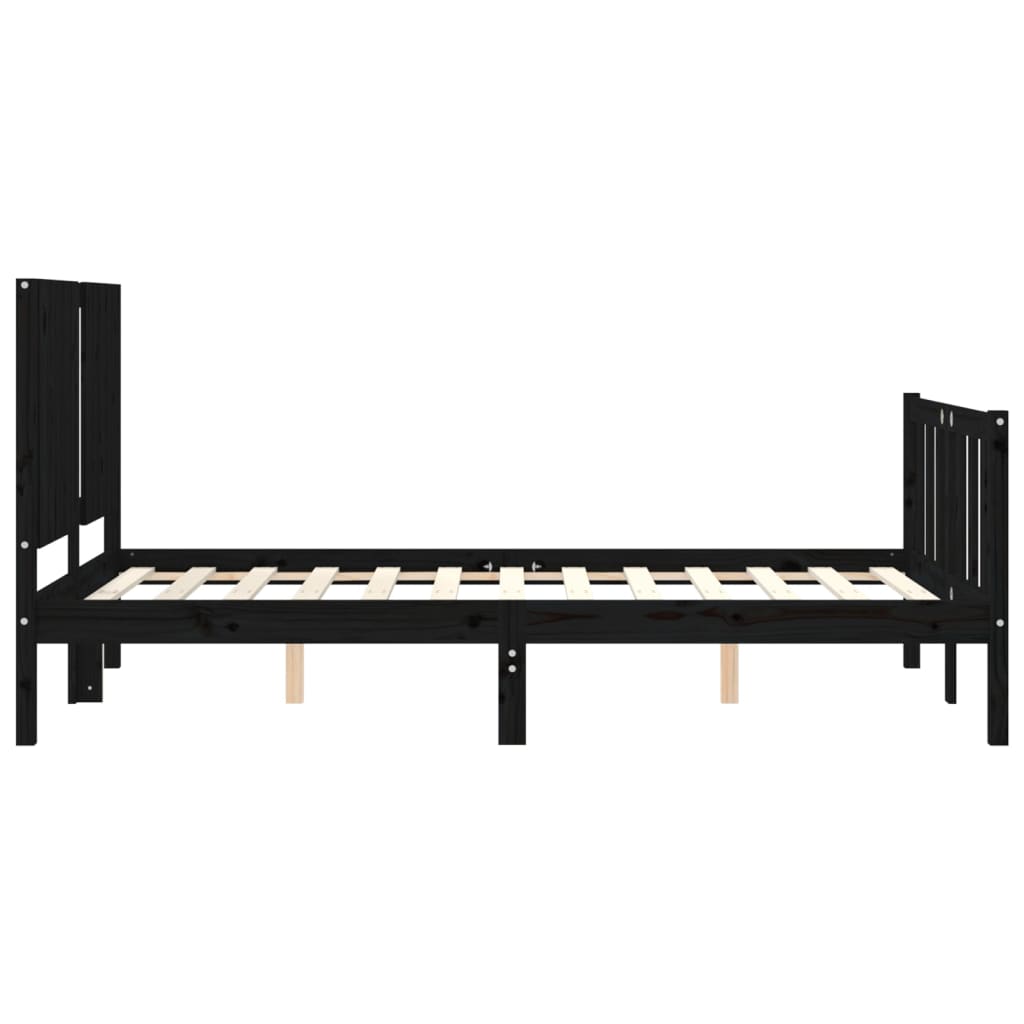 Estrutura de cama com cabeceira 120x200cm madeira maciçao preto