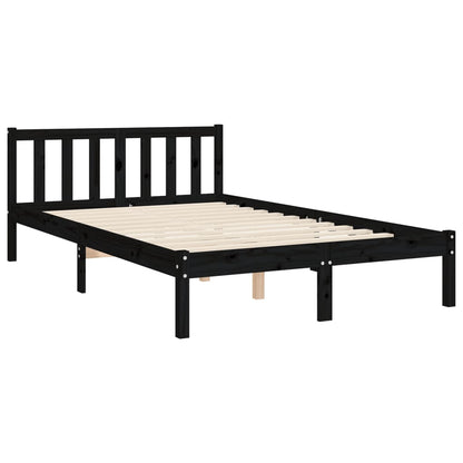 Estrutura de cama com cabeceira 120x200cm madeira maciçao preto