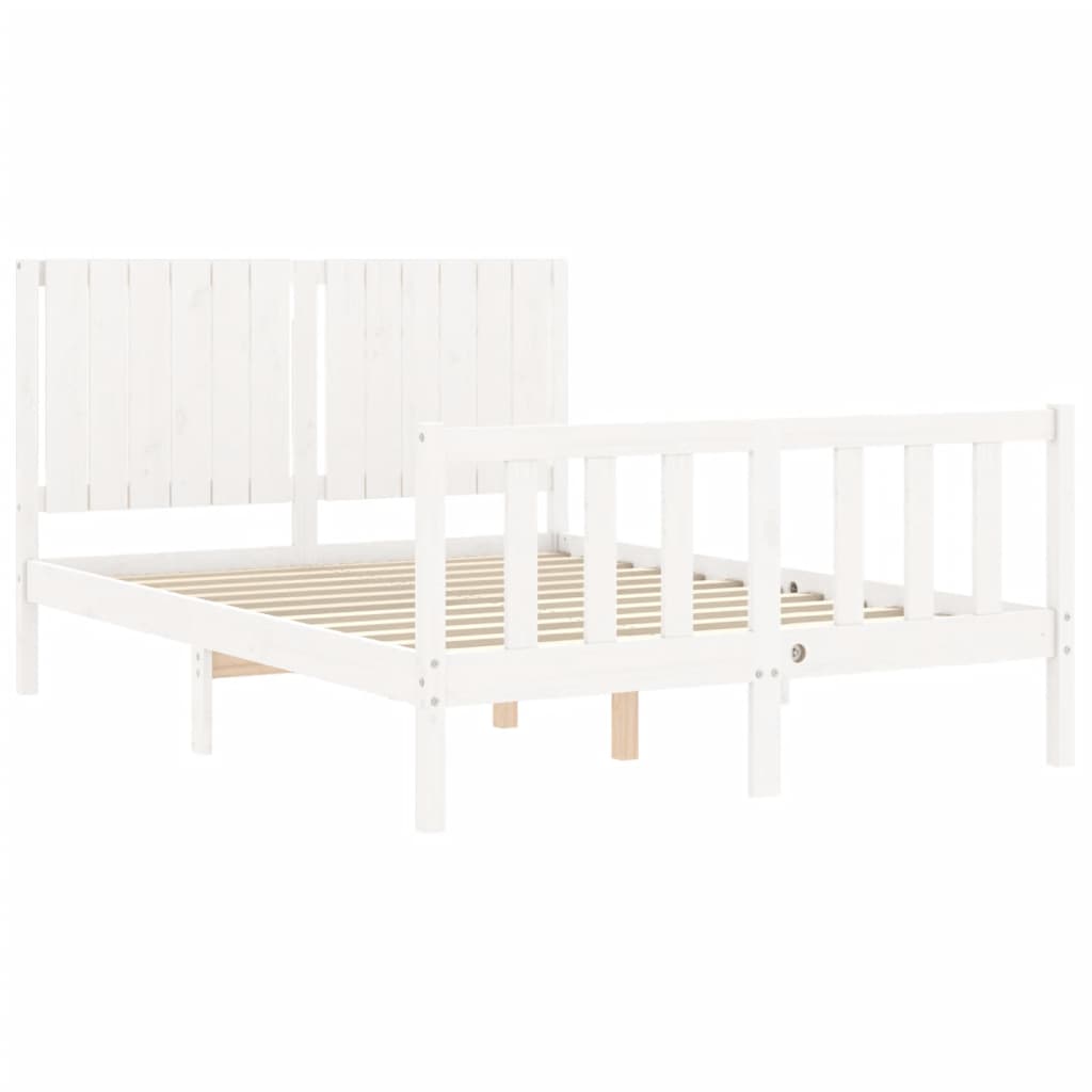 Estrutura de cama com cabeceira 140x200cm madeira maciça branco