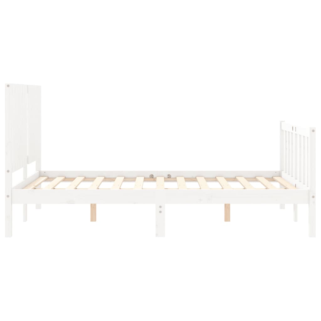 Estrutura de cama com cabeceira 140x200cm madeira maciça branco