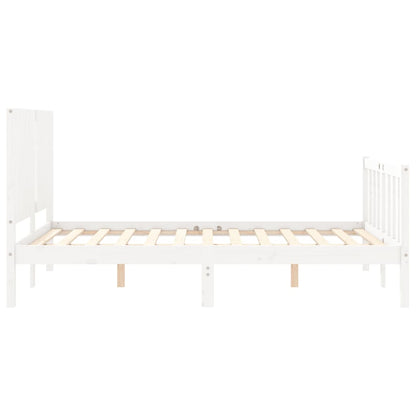 Estrutura de cama com cabeceira 140x200cm madeira maciça branco