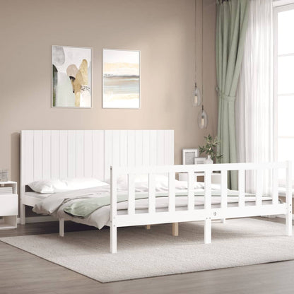 Estrutura cama Super King Size c/ cabeceira madeira branco