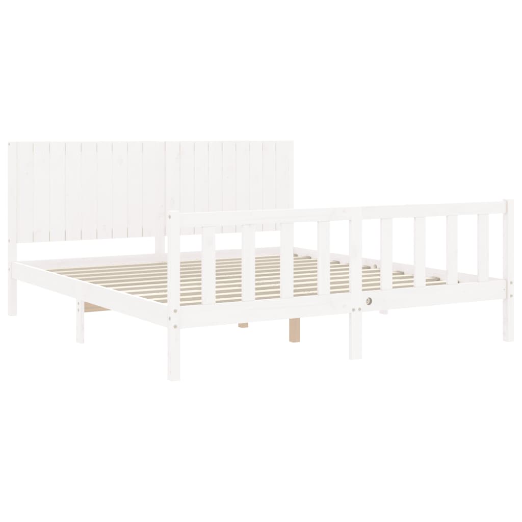 Estrutura cama Super King Size c/ cabeceira madeira branco