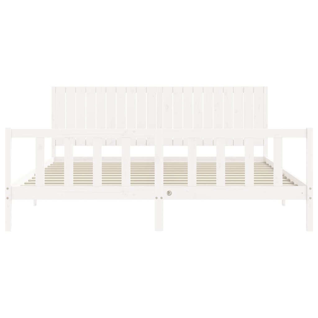 Estrutura de cama com cabeceira 200x200cm madeira maciça branco