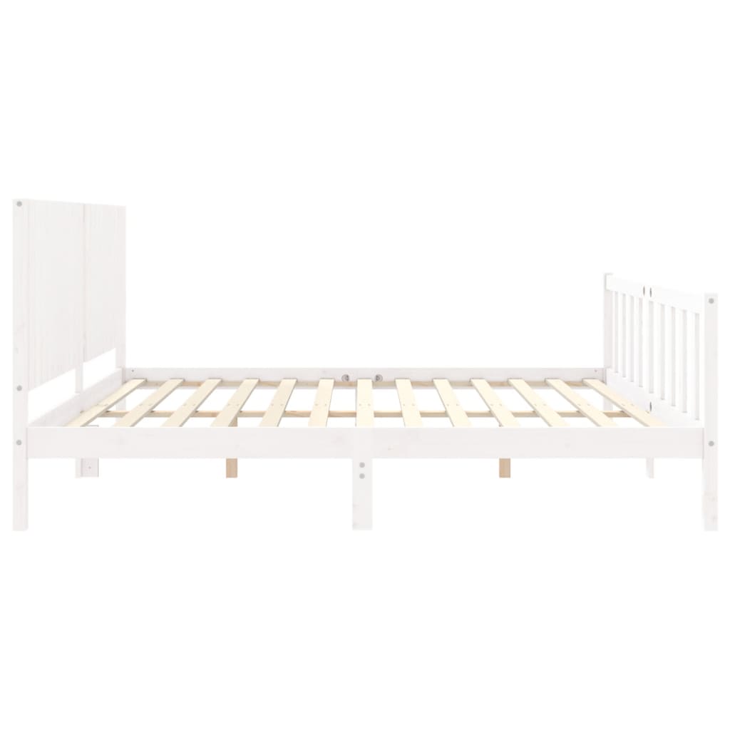 Estrutura de cama com cabeceira 200x200cm madeira maciça branco