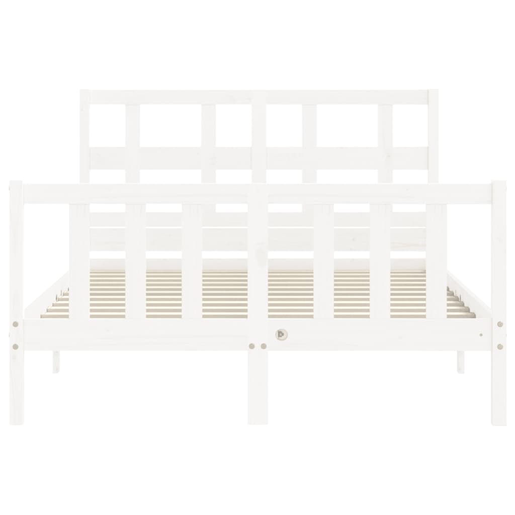 Estrutura de cama com cabeceira 140x190cm madeira maciça branco