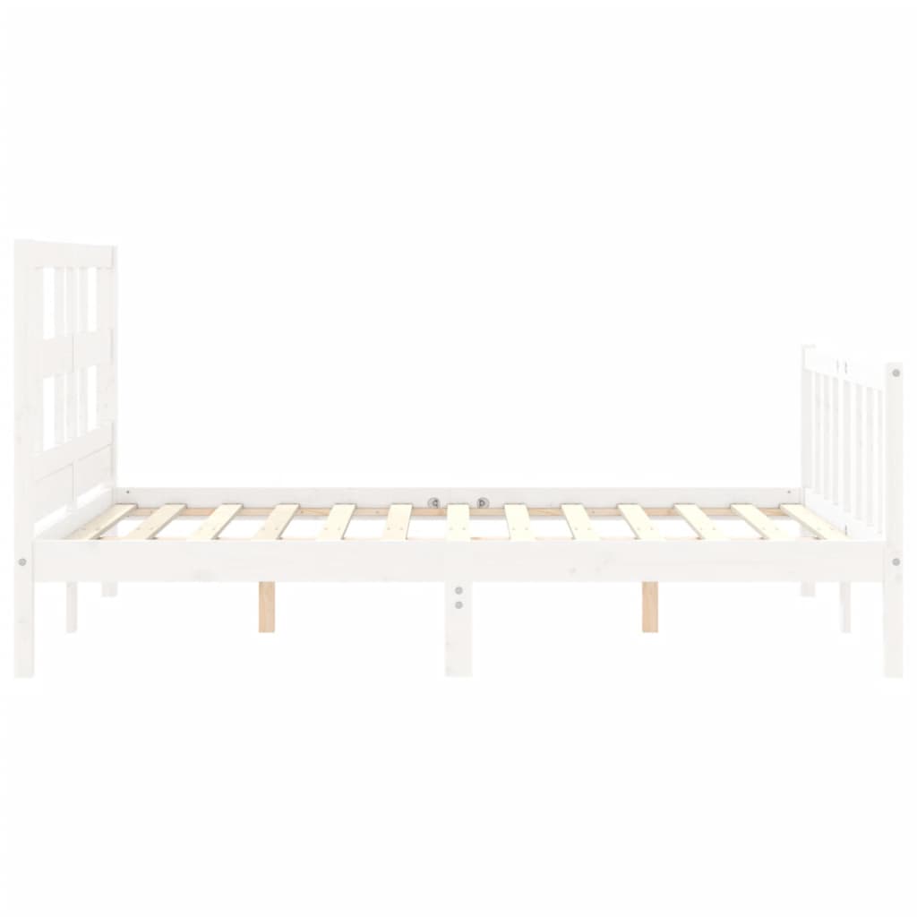 Estrutura de cama com cabeceira 140x190cm madeira maciça branco