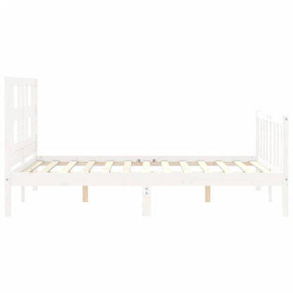 Estrutura de cama com cabeceira 140x190cm madeira maciça branco