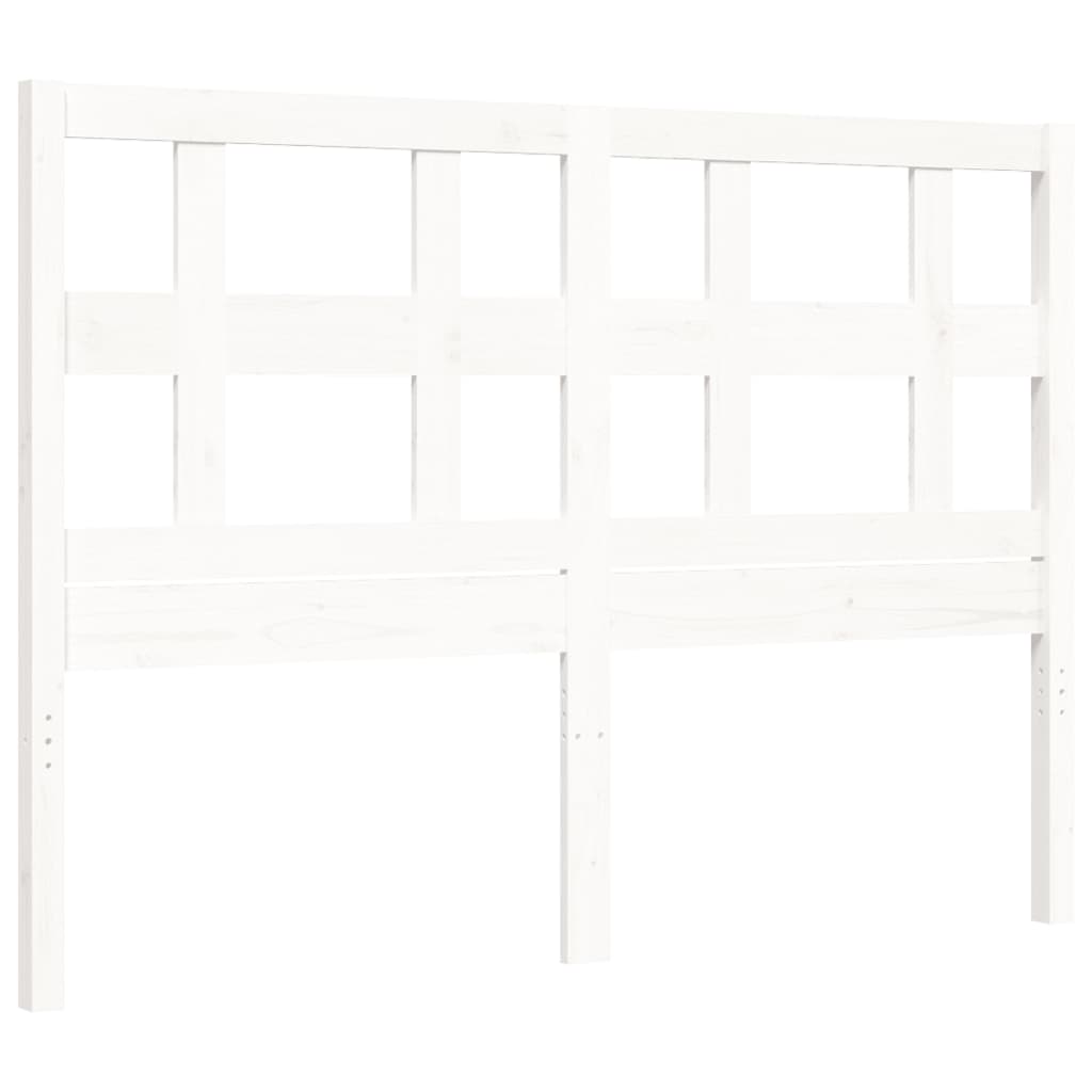 Estrutura de cama com cabeceira 140x190cm madeira maciça branco