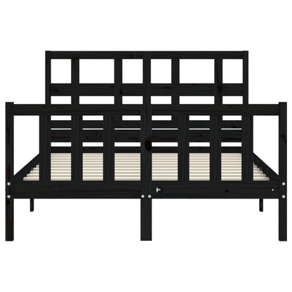 Estrutura de cama com cabeceira 140x190 cm madeira maciça preto