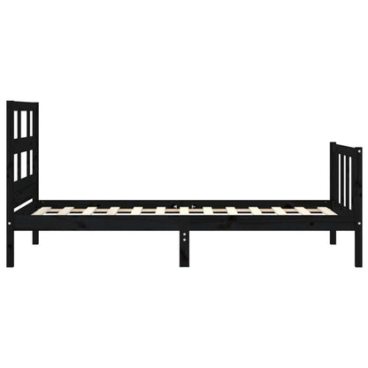 Estrutura de cama com cabeceira 90x200 cm madeira maciça preto