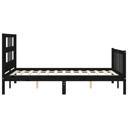 Estrutura de cama com cabeceira 120x200cm madeira maciçao preto