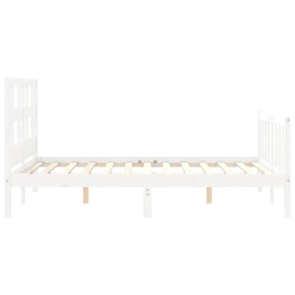 Estrutura de cama com cabeceira 140x200cm madeira maciça branco