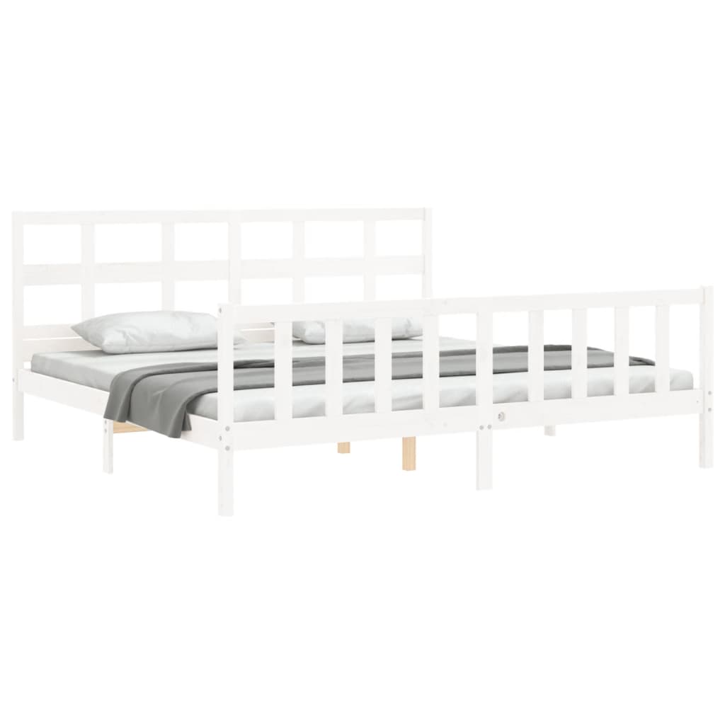 Estrutura cama Super King Size c/ cabeceira madeira branco