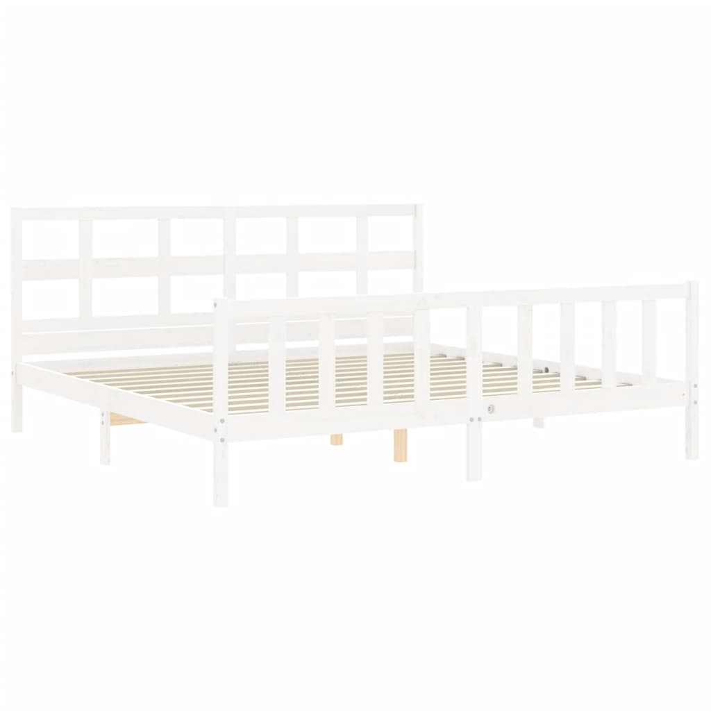 Estrutura cama Super King Size c/ cabeceira madeira branco