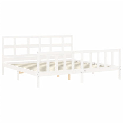 Estrutura cama Super King Size c/ cabeceira madeira branco