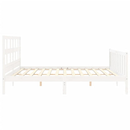 Estrutura cama Super King Size c/ cabeceira madeira branco