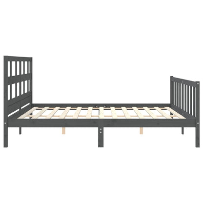 Estrutura de cama com cabeceira 200x200 cm madeira maciça cinza