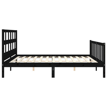 Estrutura de cama com cabeceira 200x200 cm madeira maciça preto