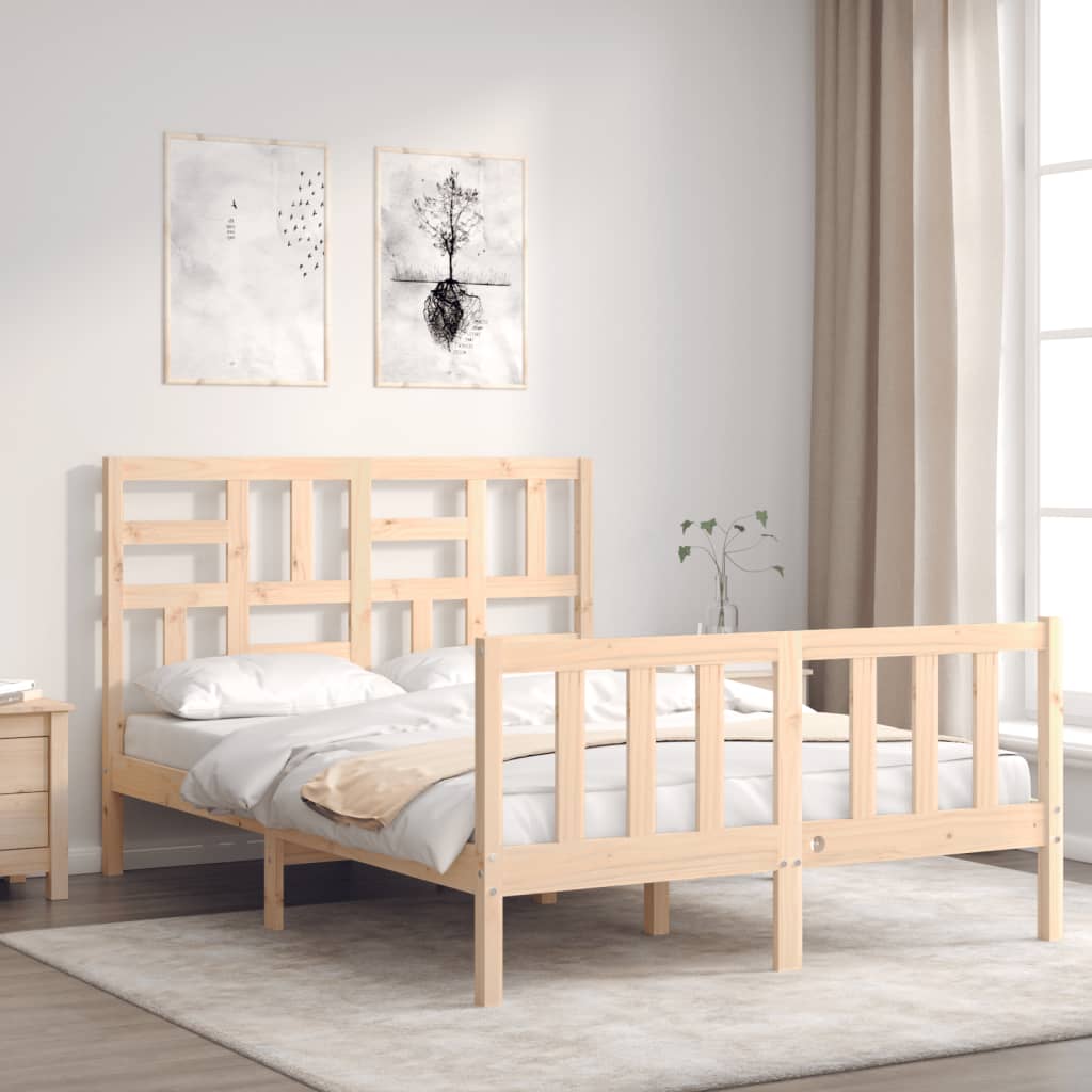 Estrutura de cama com cabeceira 140x190 cm madeira maciça