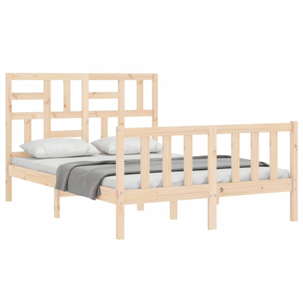 Estrutura de cama com cabeceira 140x190 cm madeira maciça