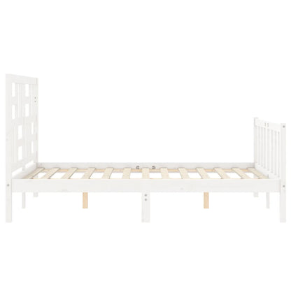 Estrutura de cama com cabeceira 140x190cm madeira maciça branco